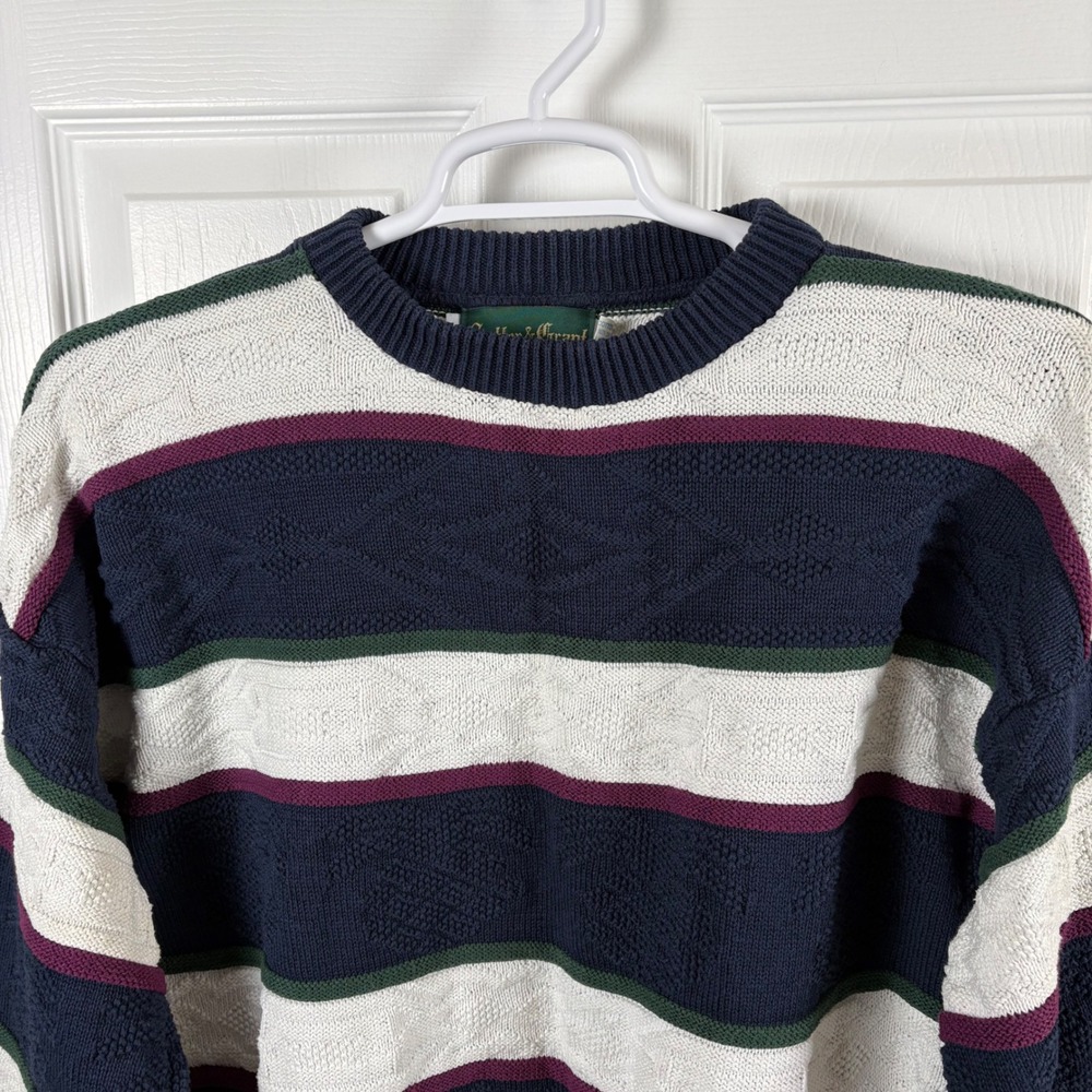 Vtg Sutter‎ & Grant Sweater XLT Chunky 100% Cotton 90s Grandpa Academia Retro - Picture 4 of 8
